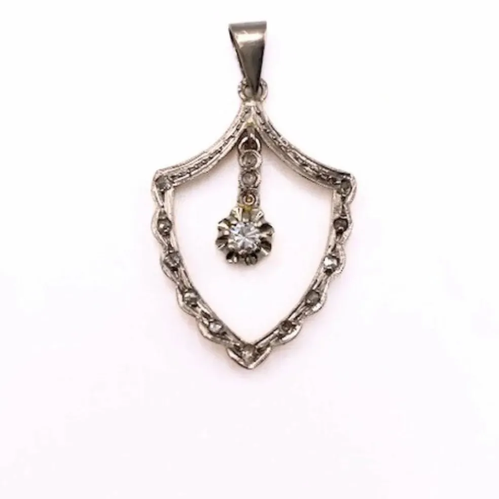 Pendentif Vintage or blanc et diamants