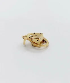 Pendentif vintage or jaune 18k formant un dés monté sur un axe, jeu, chance