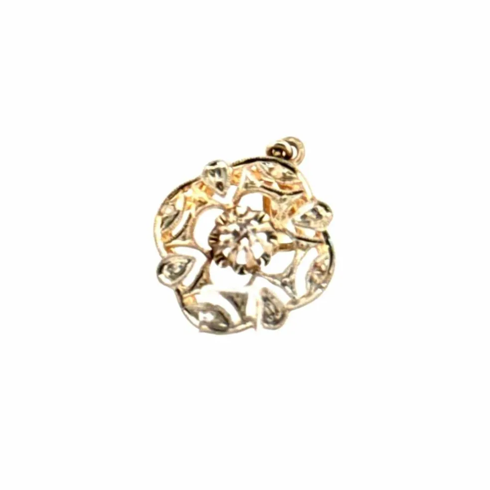 Pendentif Vintage ors jaune et blanc, diamants