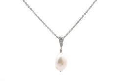 Pendentif vintage perle de culture d'eau douce et diamants