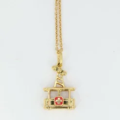 Pendentif vintage téléphérique en or jaune
