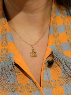 Pendentif vintage téléphérique en or jaune