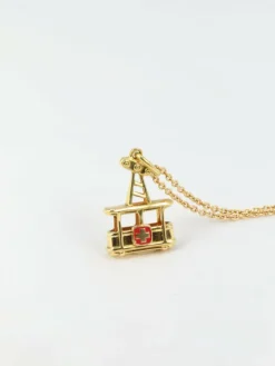 Pendentif vintage téléphérique en or jaune