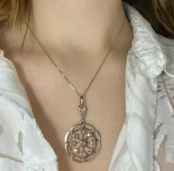 Pendentif XIXe siècle diamants taille rose
