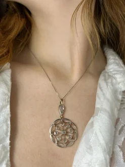 Pendentif XIXe siècle diamants taille rose