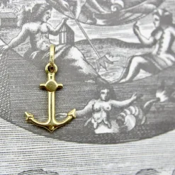 Pendentif/breloque ancre vintage en or 18 carats