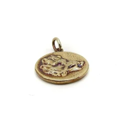 Pendentif-breloque en or 14 carats et rubis d'inspiration victorienne en forme de sanglier