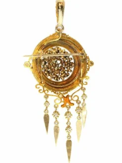 Pendentif/broche diamants et perle émaillée