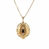 PENDENTIF/BROCHE OR JAUNE GRENAT/PERLES