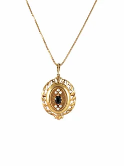PENDENTIF/BROCHE OR JAUNE GRENAT/PERLES