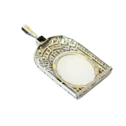 pendentif/charm en platine avec diamants et nacre
