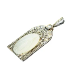 pendentif/charm en platine avec diamants et nacre