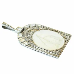 pendentif/charm en platine avec diamants et nacre