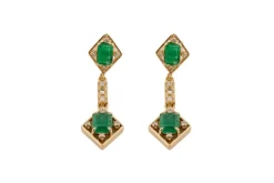 Pendentifs en or jaune avec diamants et émeraudes