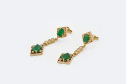 Pendentifs en or jaune avec diamants et émeraudes