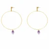 PIANEGONDA - Boucles d'oreilles or jaune et améthyste