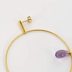 PIANEGONDA - Boucles d'oreilles or jaune et améthyste