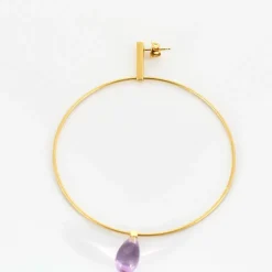 PIANEGONDA - Boucles d'oreilles or jaune et améthyste
