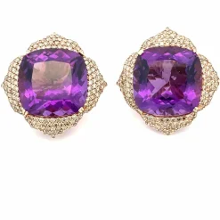 Piranesi - boucles d'oreilles or rose améthyste et diamants