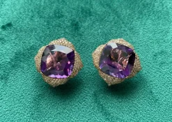 Piranesi - boucles d'oreilles or rose améthyste et diamants