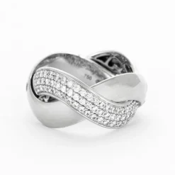 POIRAY - Tresse - Bague en or gris et diamants