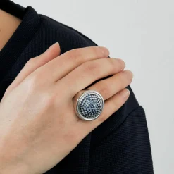 Premiers Joyaux - Bague dôme - or gris et saphirs