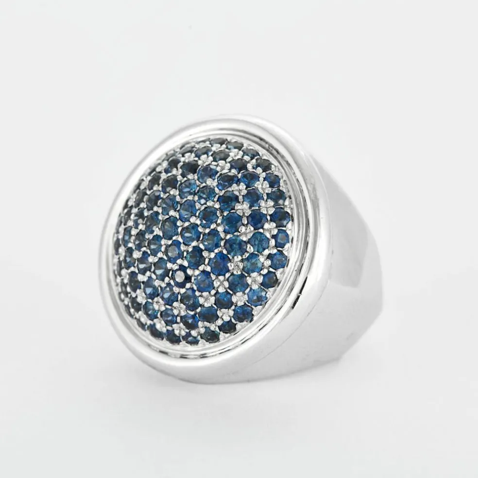 Premiers Joyaux - Bague dôme - or gris et saphirs