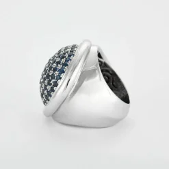Premiers Joyaux - Bague dôme - or gris et saphirs