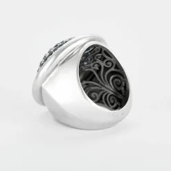 Premiers Joyaux - Bague dôme - or gris et saphirs