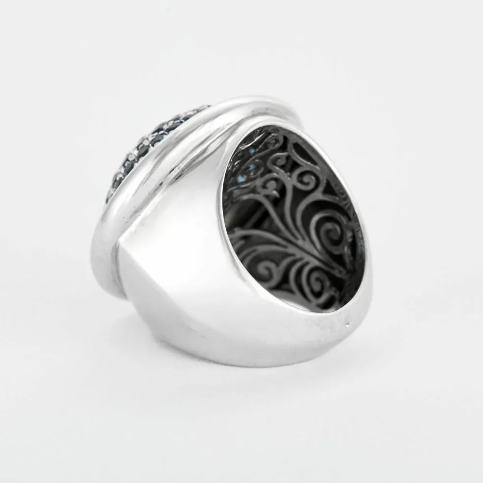 Premiers Joyaux - Bague dôme - or gris et saphirs