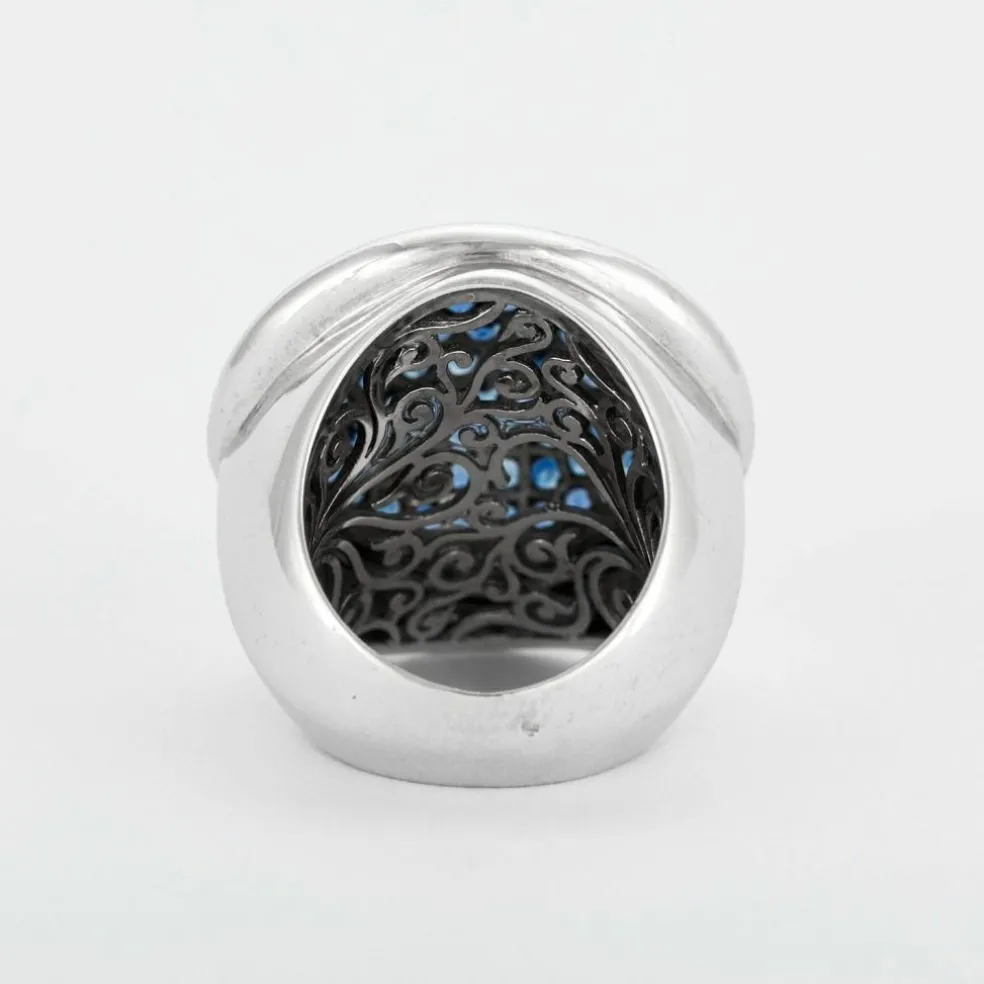 Premiers Joyaux - Bague dôme - or gris et saphirs