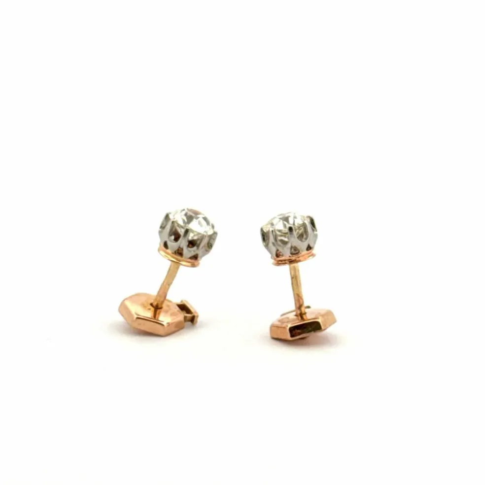 Puces d’oreilles anciennes or et diamants