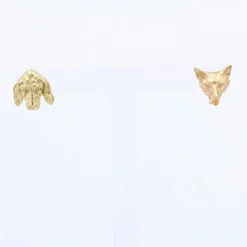 Puces d'oreilles anciennes en or renard et chien