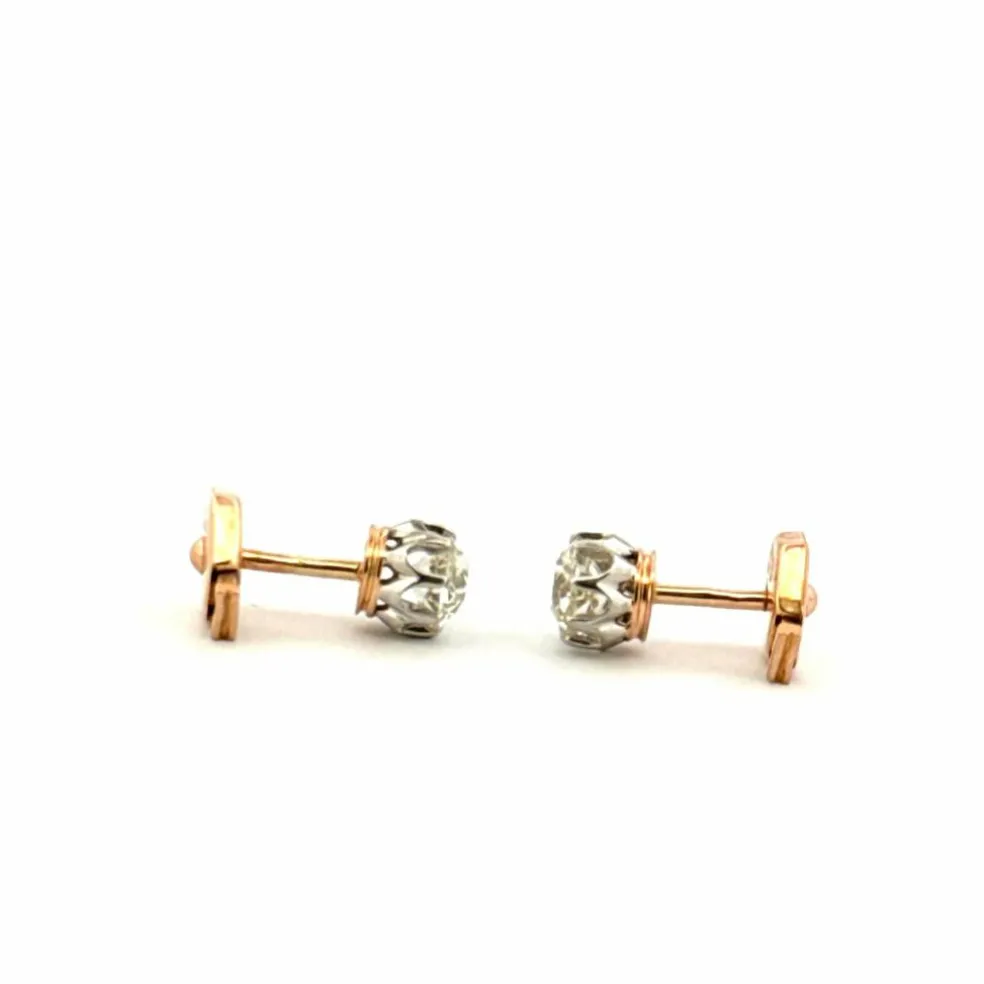 Puces d’oreilles anciennes or et diamants
