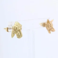 Puces d'oreilles anciennes en or renard et chien