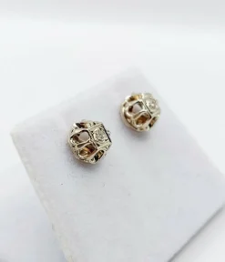 Puces d'oreilles Art Déco or jaune, diamant serti illusion (circa 1920)