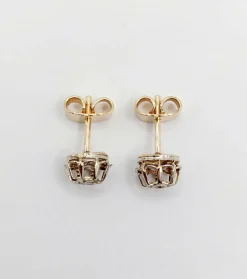 Puces d'oreilles Art Déco or jaune, diamant serti illusion (circa 1920)