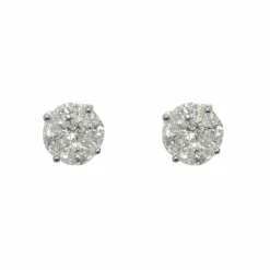 Puces d'oreilles diamants 1,13 carat et or blanc