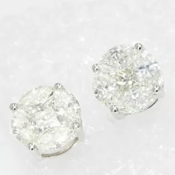 Puces d'oreilles diamants 1,13 carat et or blanc