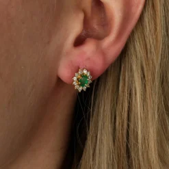PUCES D'OREILLES DIAMANTS & EMERAUDES