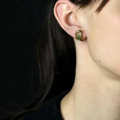 Puces d'oreilles d'occasion émeraudes diamants or jaune