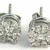 Puces d'oreilles or gris et diamants taille navette