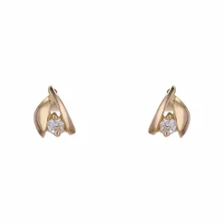 Puces d'oreilles or jaune pierres blanches