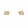 Puces d'oreilles or jaune godronné diamants
