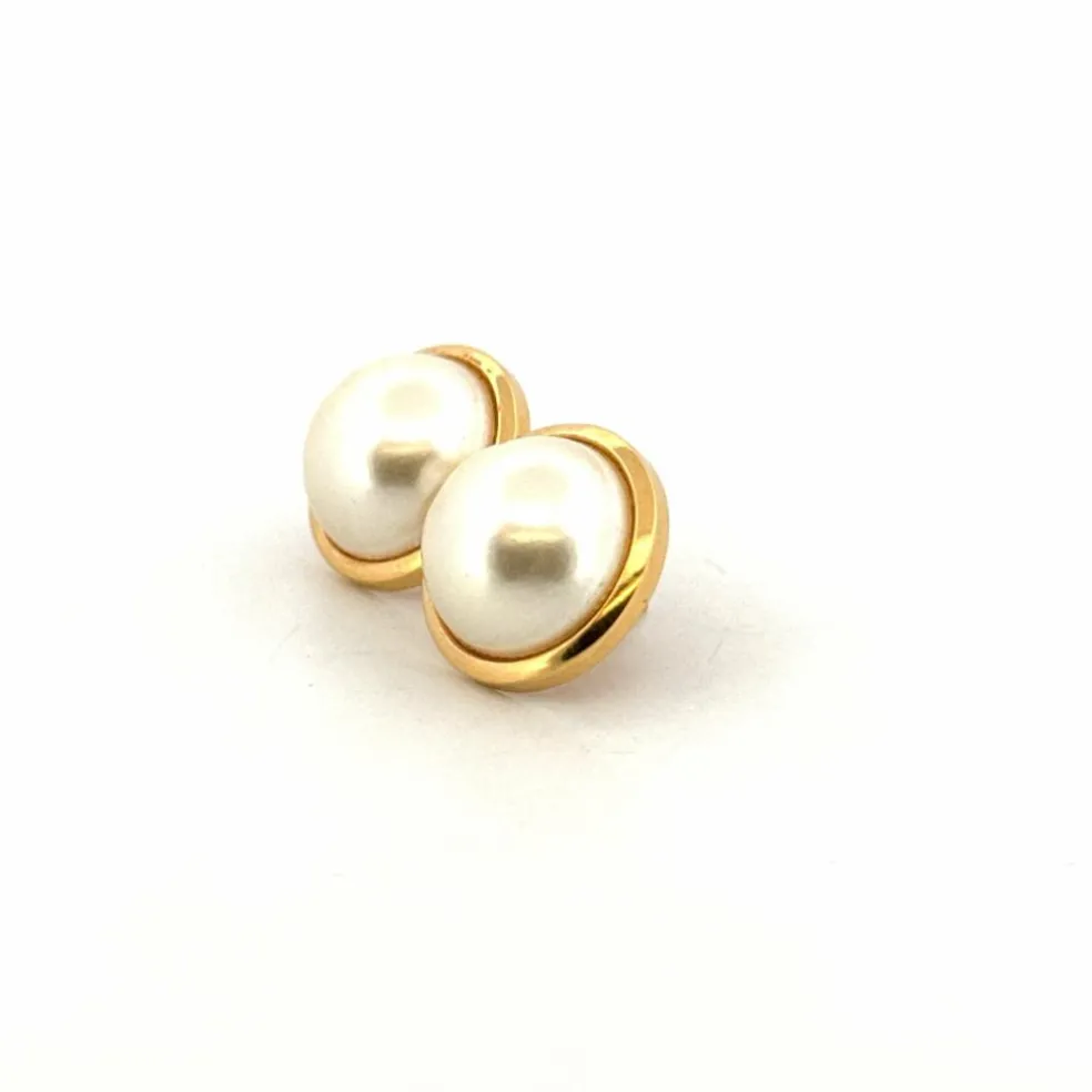 Puces D'oreilles Or Jaune 18k & Perles