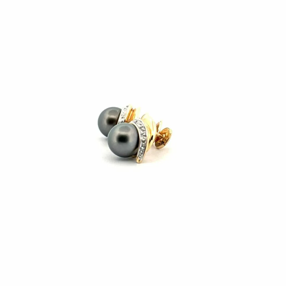 Puces d'oreilles or jaune diamants
