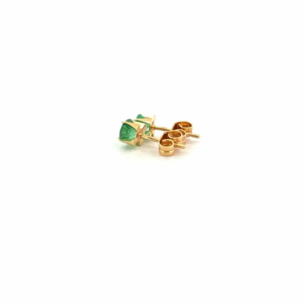 Puces d'oreilles or jaune et émeraude