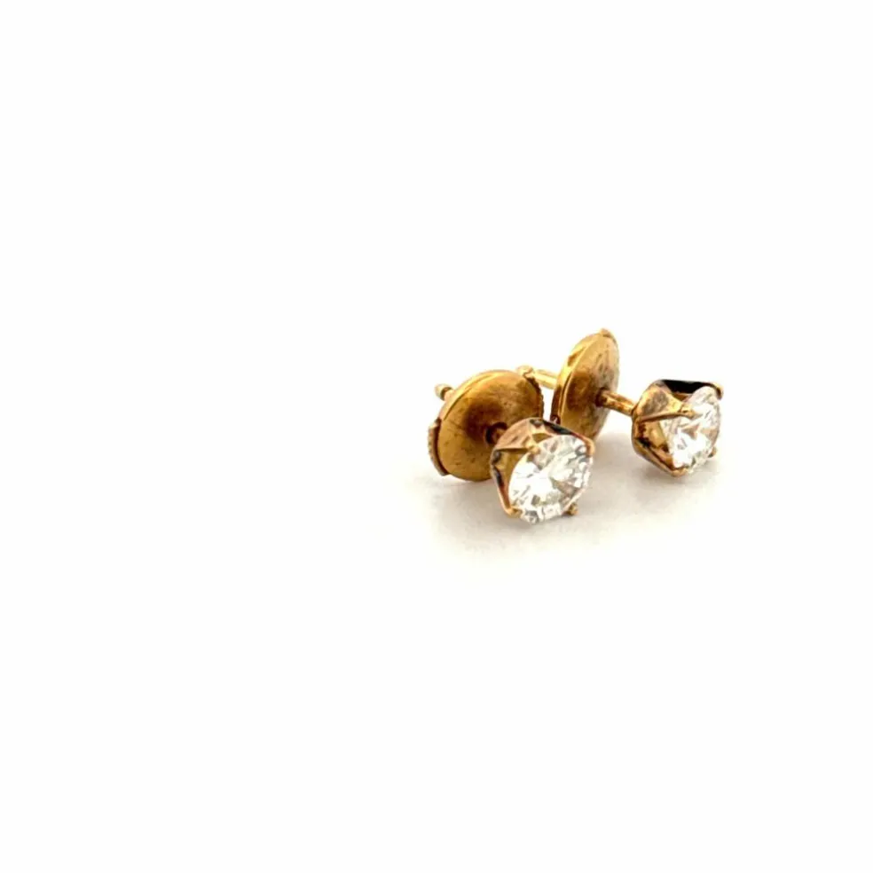 Puces D'oreilles Or Jaune 18k & Diamants