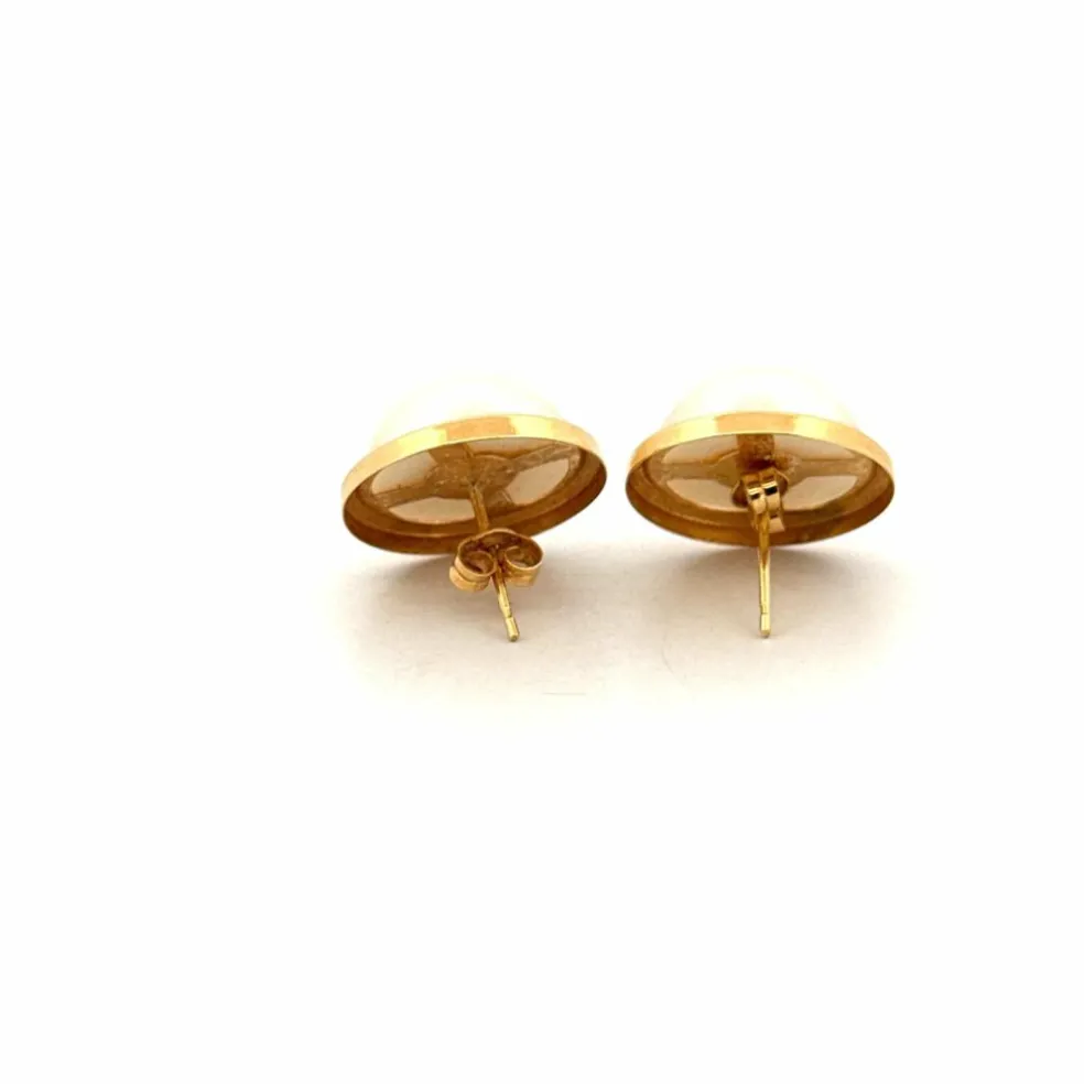 Puces D'oreilles Or Jaune 18k & Perles