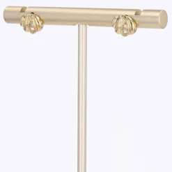 Puces d'oreilles or jaune godronné diamants